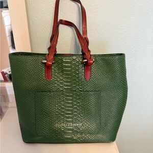 Dooney & Bourke Green and Red Textured Tote